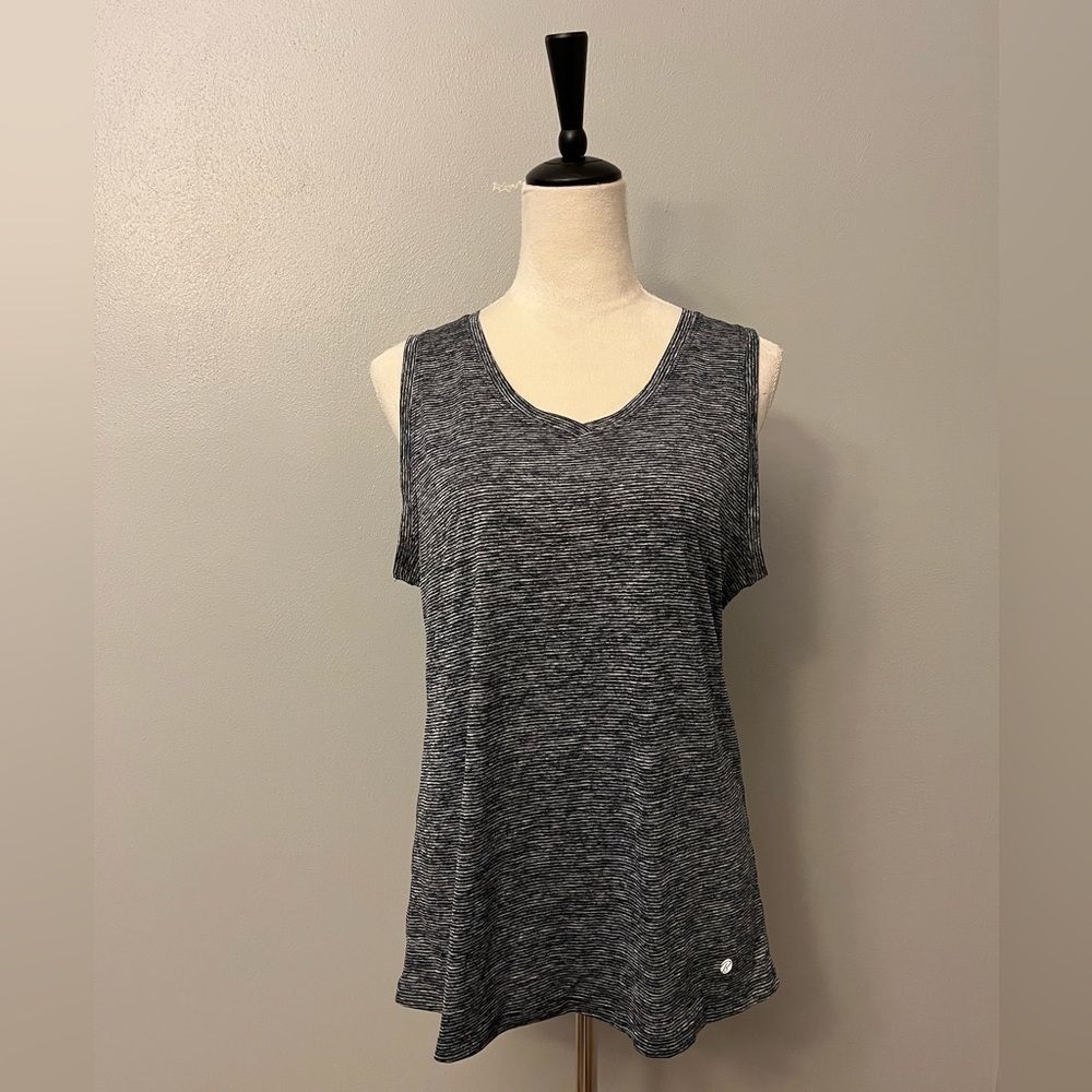 Bally Total Fitness Striped V-neck Activewear Tank Top - Size Large